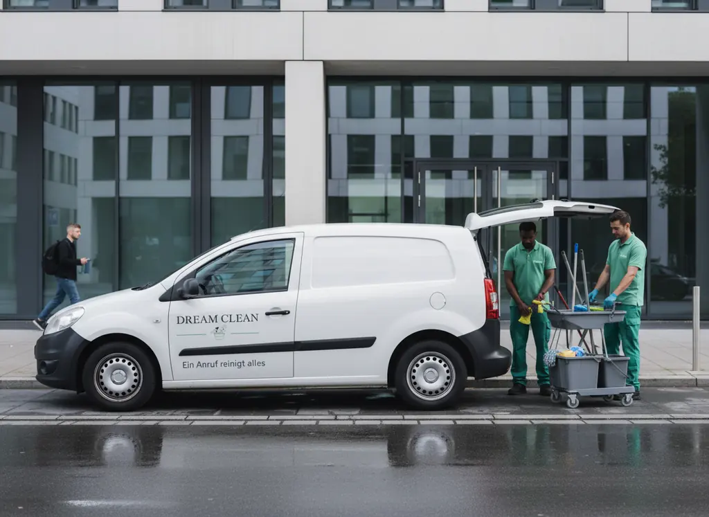 Dream Clean Firmenwagen mit Team in Stuttgart
